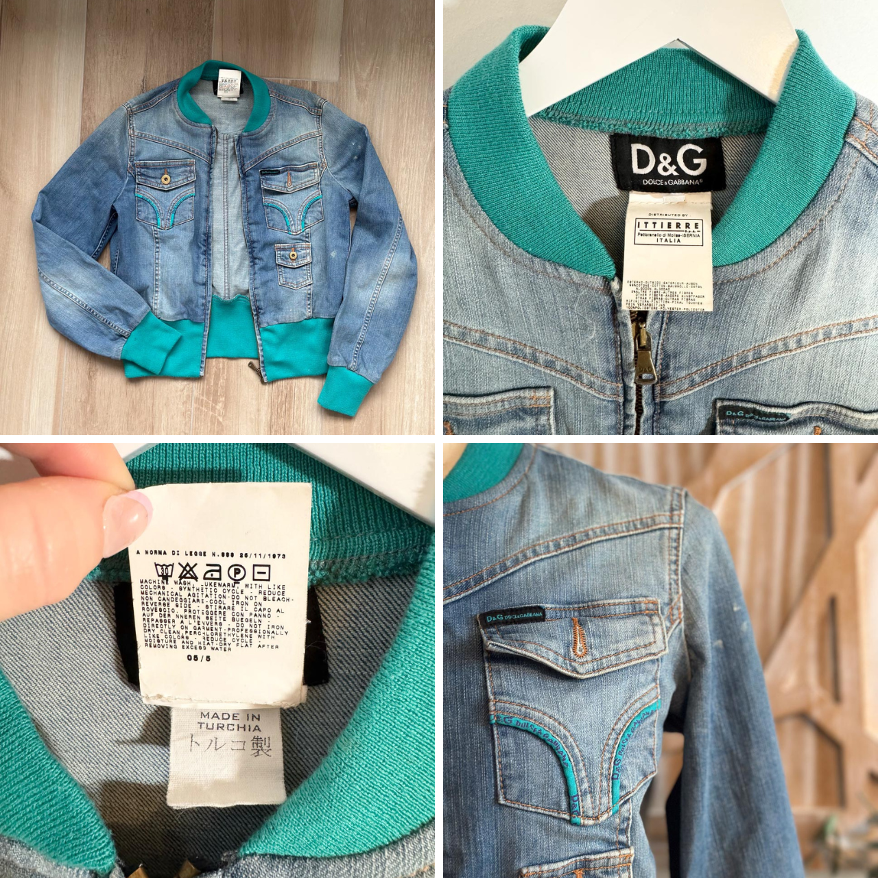Y2K Vintage Dolce & Gabbana Denim Jean Bomber Jacket, Y2K Downtown Girl Crop Jacket (US 6)