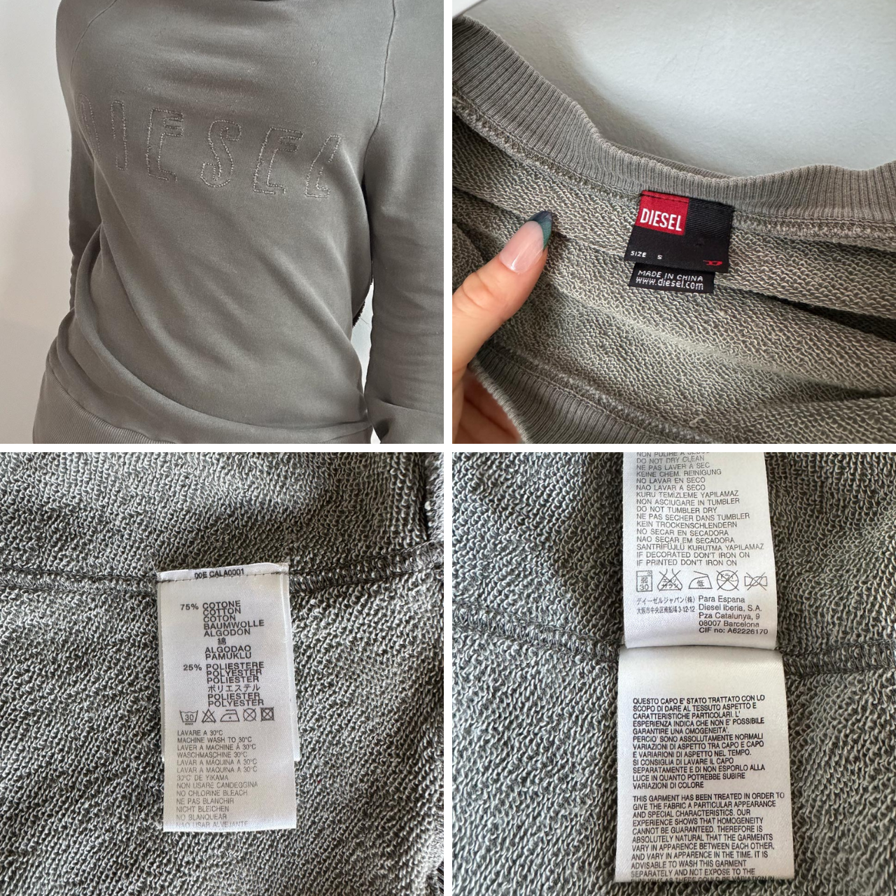 Y2K Vintage Diesel Logo Print Downtown Girl Long Sleeve, French Terry Sweater (S)