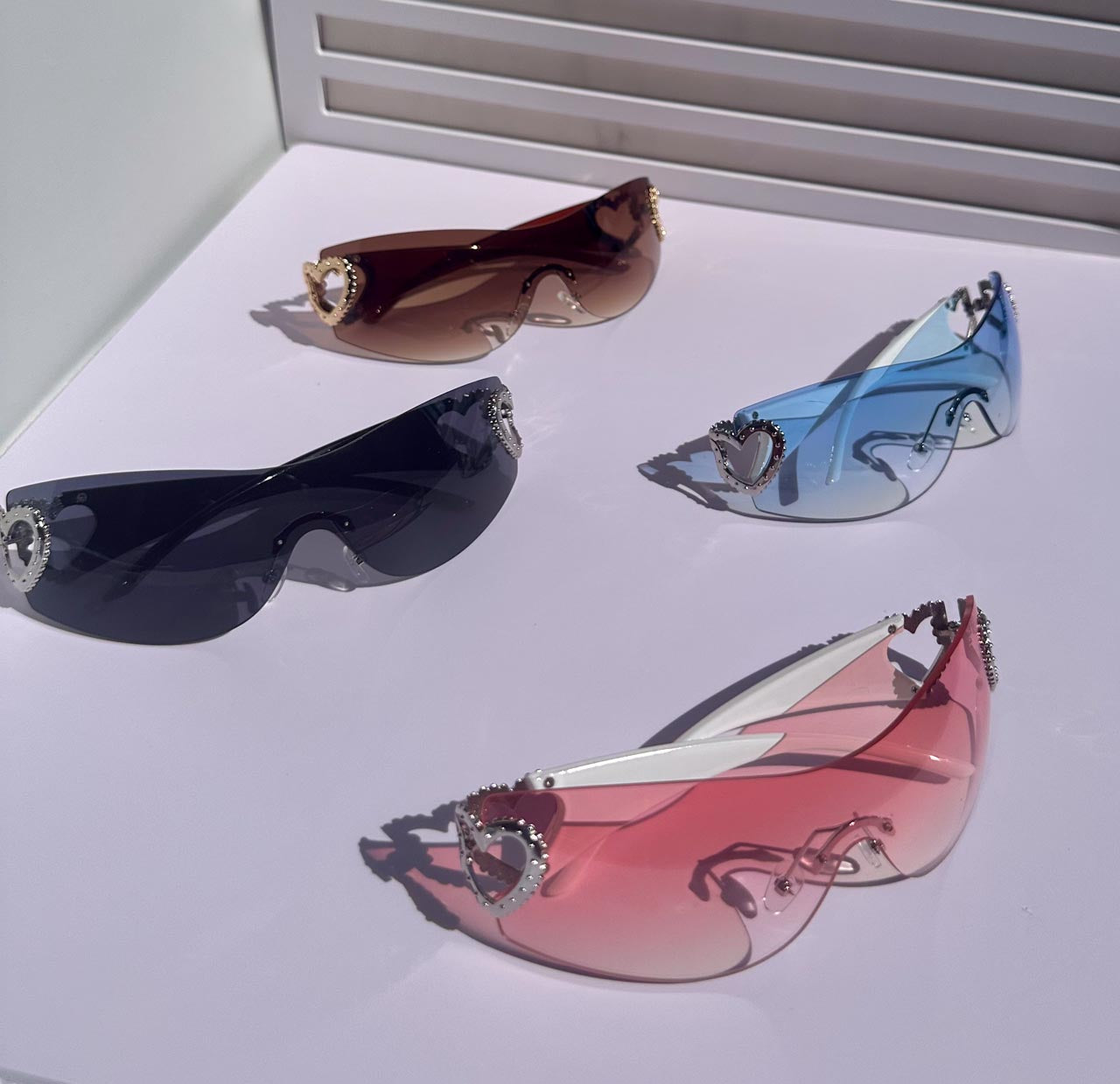 Y2K Rimless Wrap Around Sunglasses for Women, Unisex Eyewear