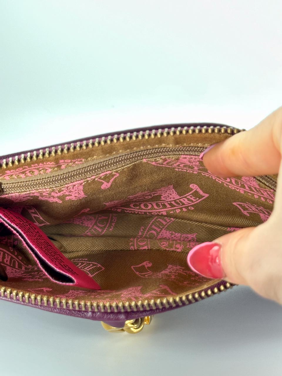 Vintage Y2K Juicy Couture Leather Shoulder Bag with Gold Chain Strap