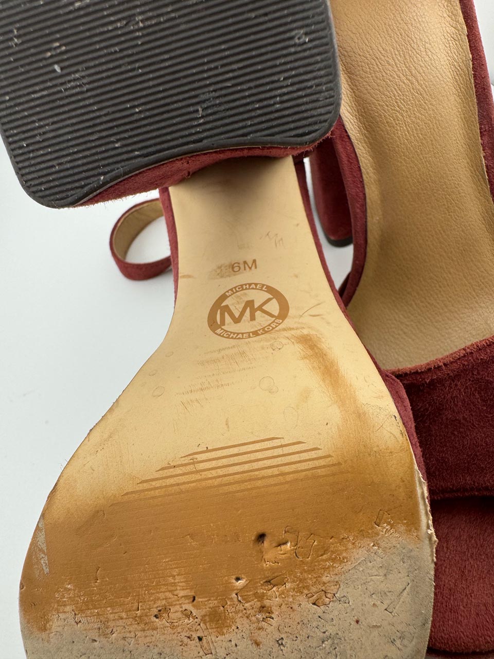 Vintage Y2K Refurbished Michael Kors Red Suede Coquette Platform Anklet Pumps, Whimsy Goth Heels (6M)