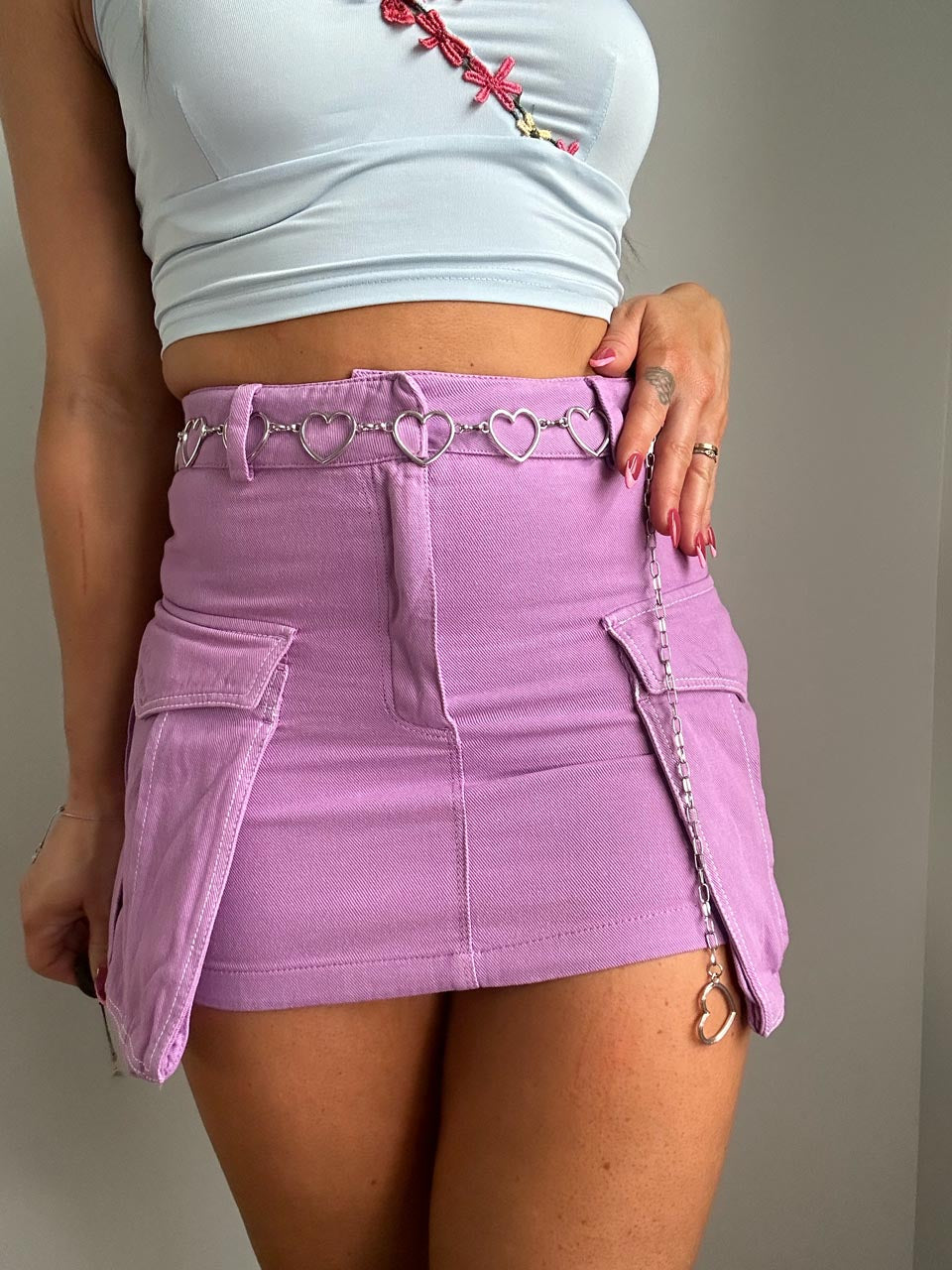 Y2K Mini Cargo Denim Skirt, Kawaii Aesthetic Pocket Skirt, Size Junior Kids 13-14 (Fits Adult XXS)❣️