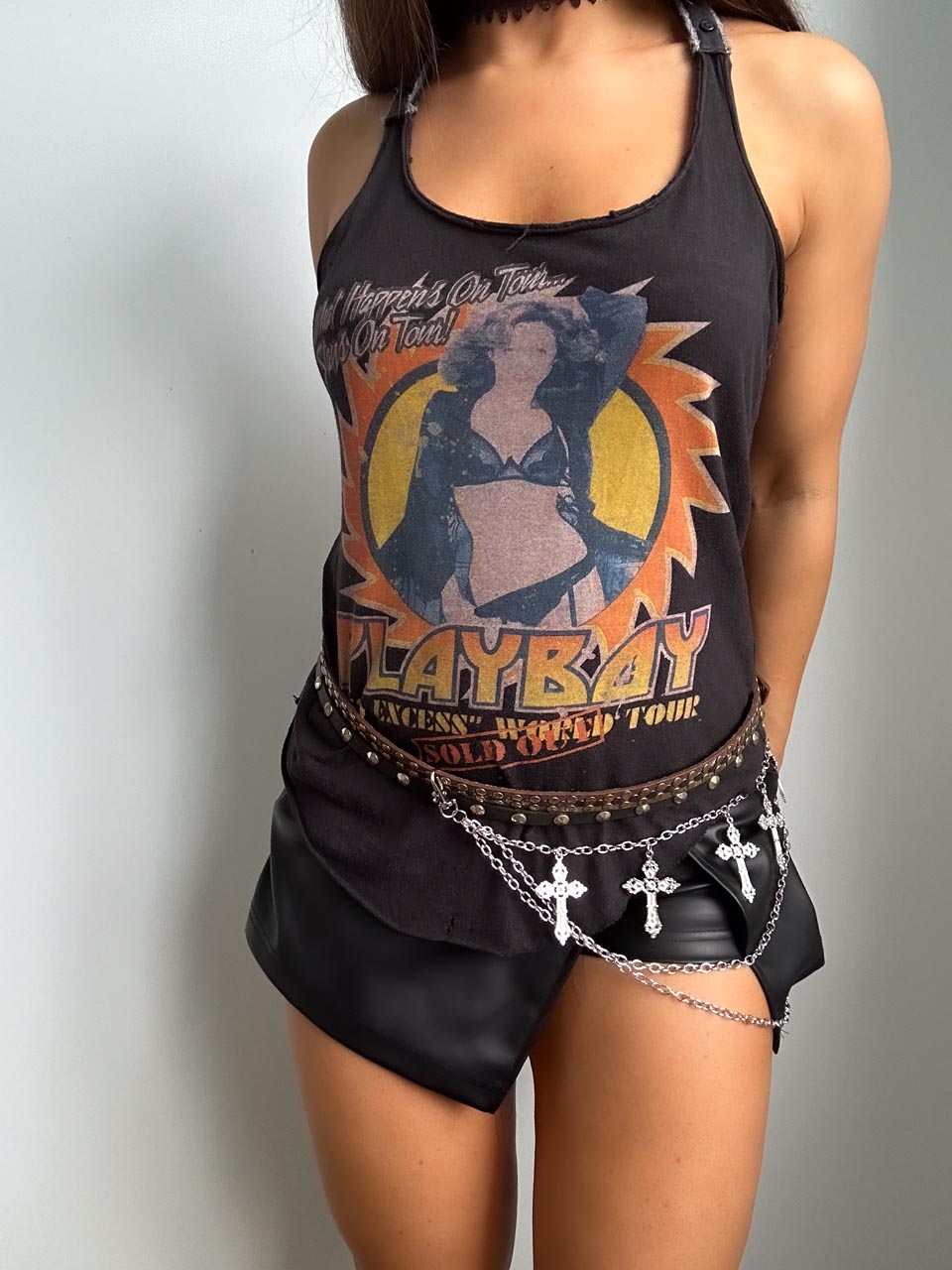 Vintage 00s Y2K Playboy Tank Top, Soft Grunge Aesthetic Tee (M)