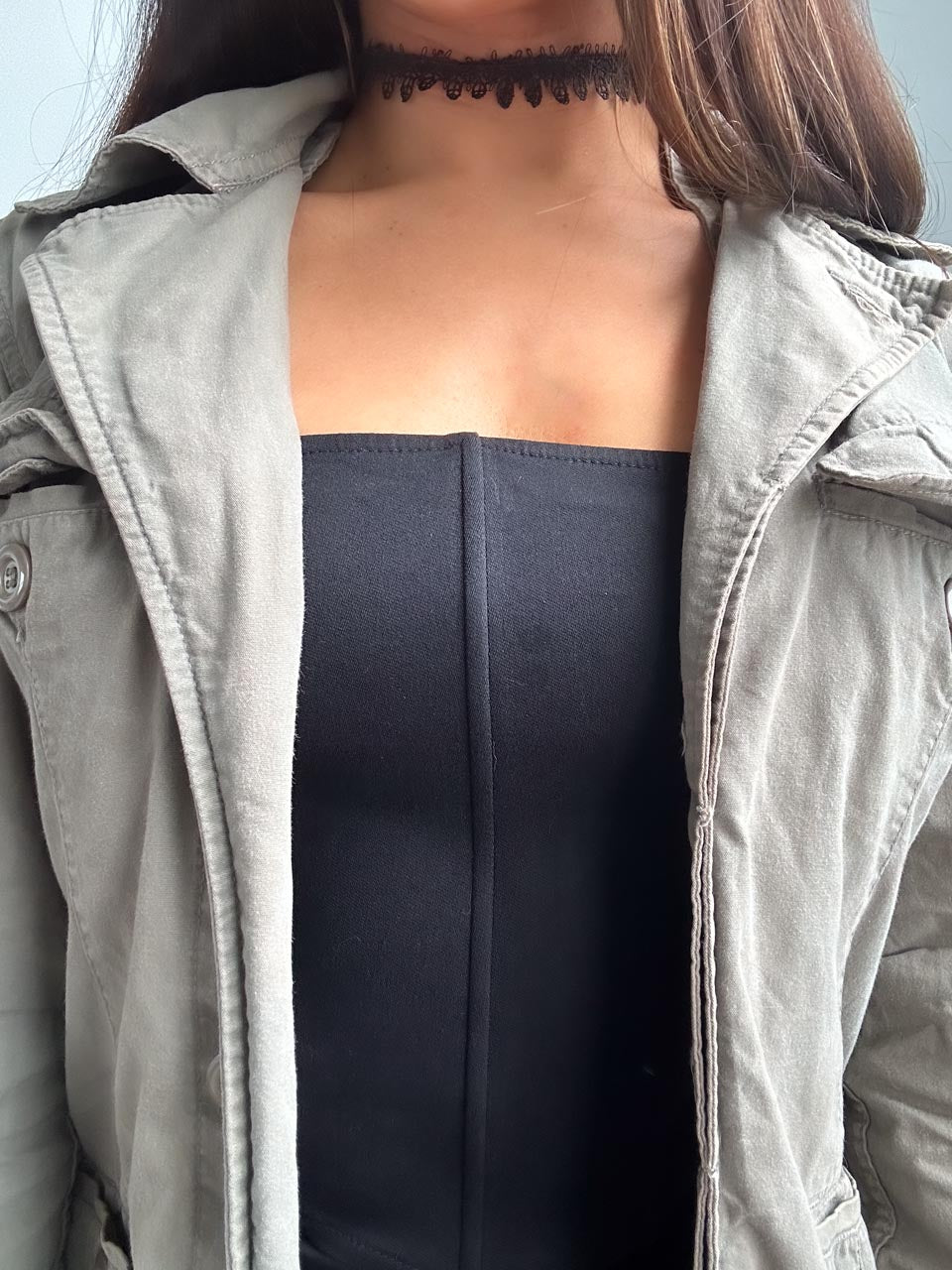 Vintage Fairy Grunge Skull + Crossbones Military Jacket, Printed U.S. Army Green Y2K Utility Coat (XS)