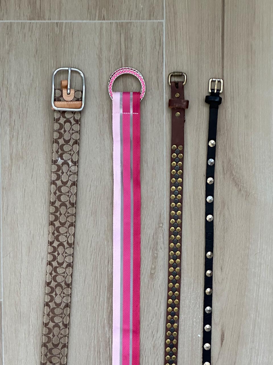 J.Crew Brown Leather Punk Studded Belt, Unisex Gothic Punk, Boho Waist Belt (S)