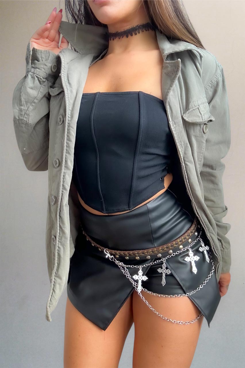 Stylish Gothic Rivet Adjustable Belt - Unisex Punk Silver Cross Multi Layer Waist Belt for Jean Pants