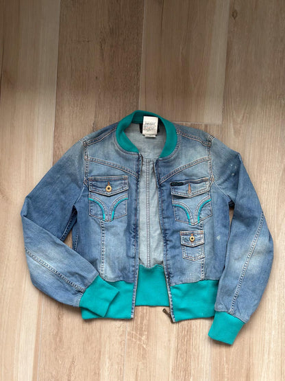 Y2K Vintage Dolce & Gabbana Denim Jean Bomber Jacket, Y2K Downtown Girl  Crop Jacket (US 6)