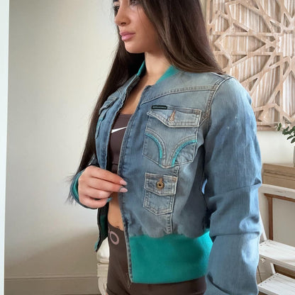 Y2K Vintage Dolce & Gabbana Denim Jean Bomber Jacket, Y2K Downtown Girl  Crop Jacket (US 6)