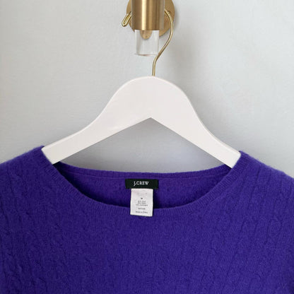 Y2K Academia J.Crew Cashmere Long Sleeve, Old Money Aesthetic Cable Knit Sweater (M)