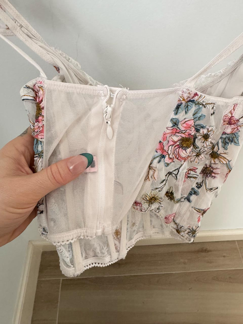 Dreamy Fairycore Floral Lace Corset, Victoria Secret Coquette Lace Cami (S)