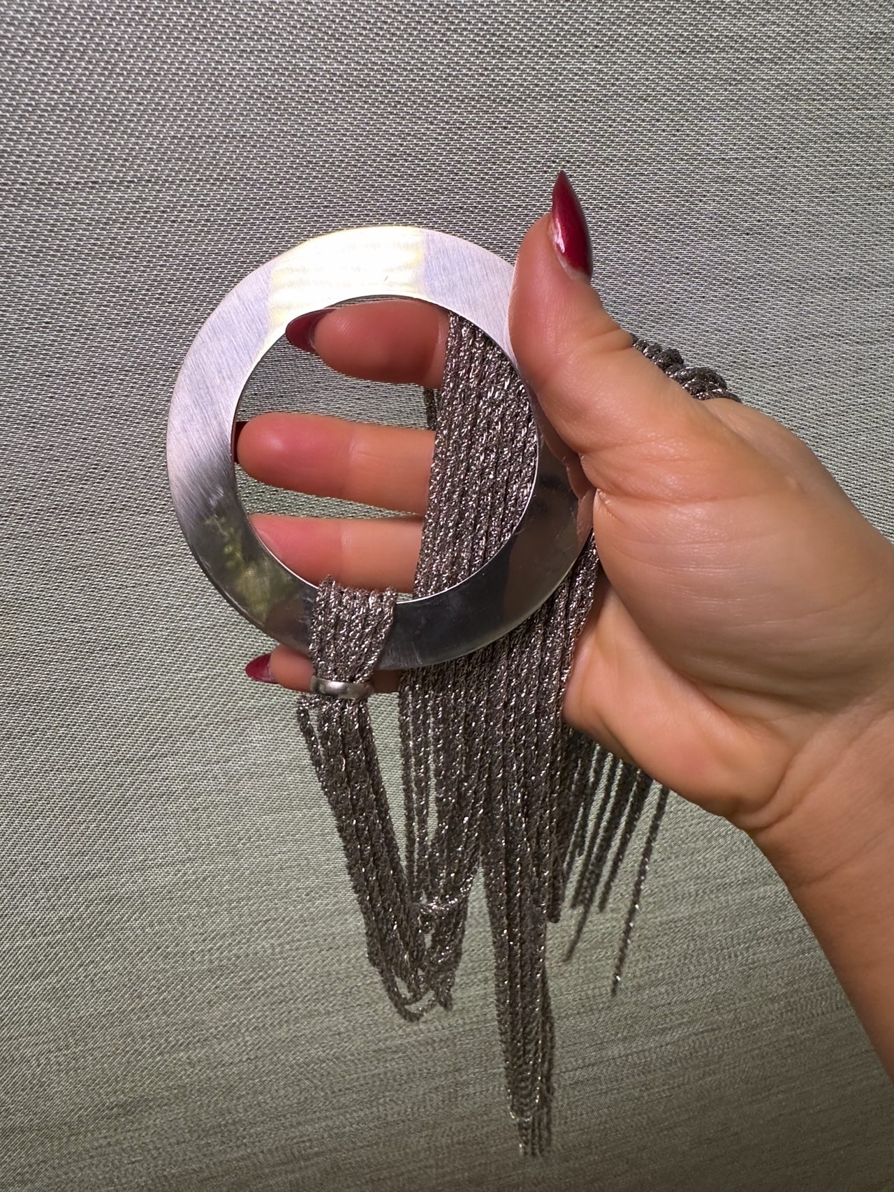 Y2K Mcbling Chain Fringe Tassel Belt, Silver Statement Festival Rave Adjustable Belt (One-Size) ❣️