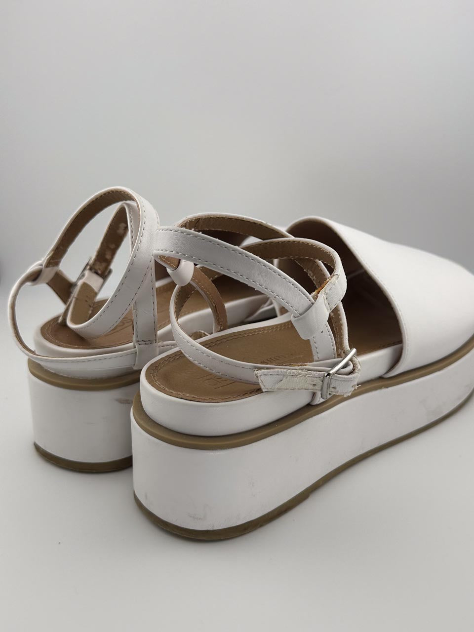 Kawaii Y2K Harajuku Style Anklet Platform Sandals in White (6.5M)