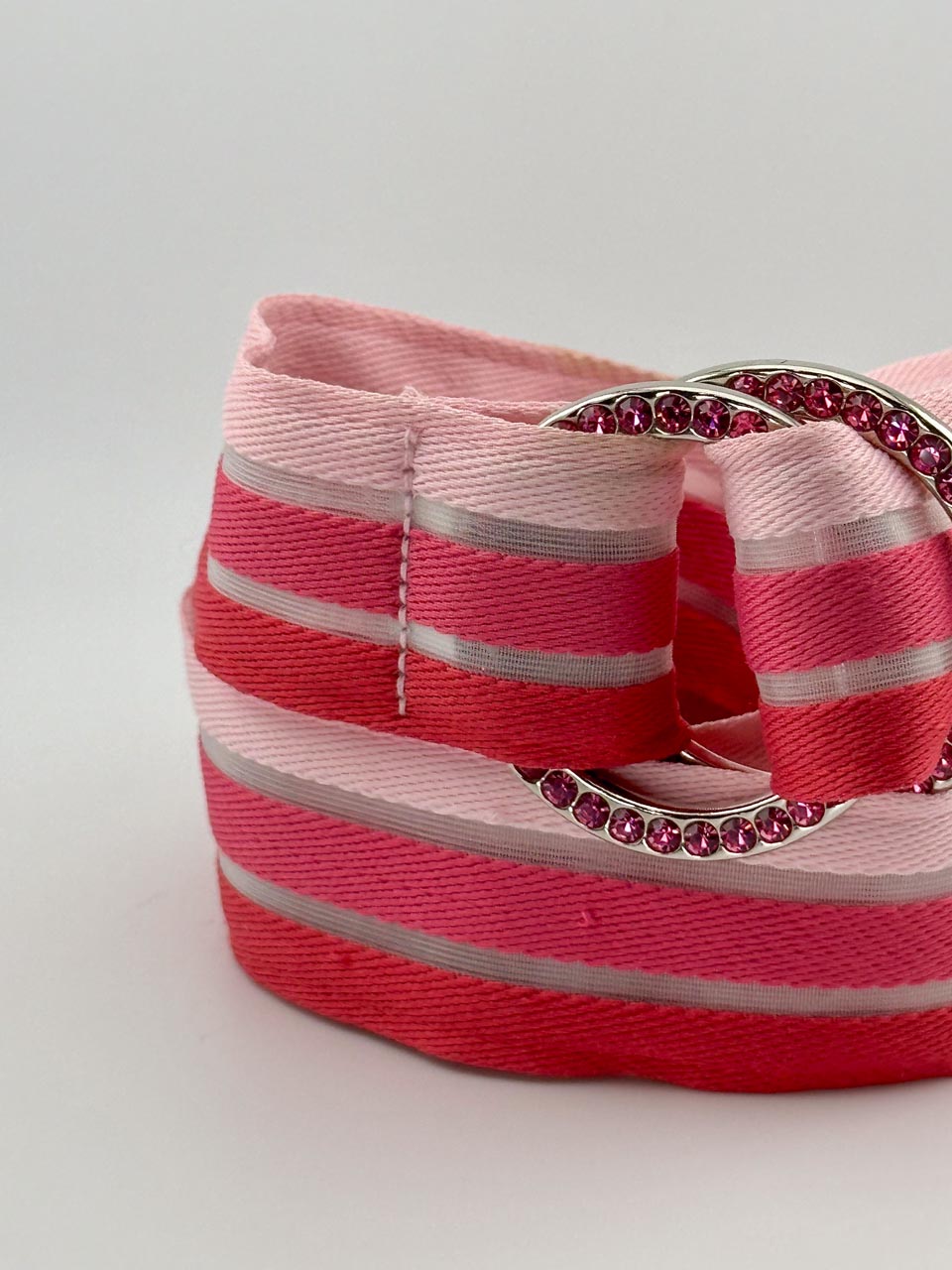 Y2K Mcbling Rhinestone Belt in Pink, Double Ring Y2K Waist Belt (S/M)