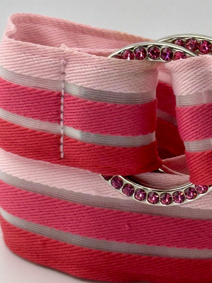 Y2K Mcbling Rhinestone Belt in Pink, Double Ring Y2K Waist Belt (S/M)