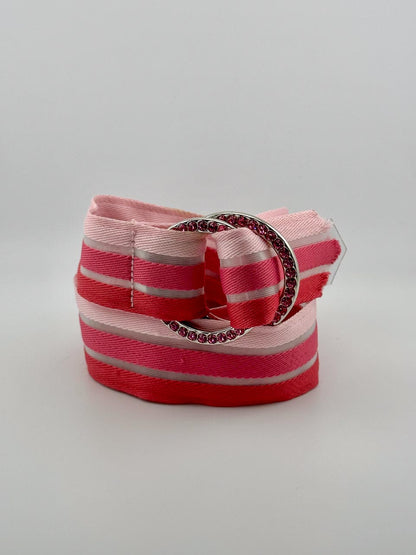 Y2K Mcbling Rhinestone Belt in Pink, Double Ring Y2K Waist Belt (S/M)