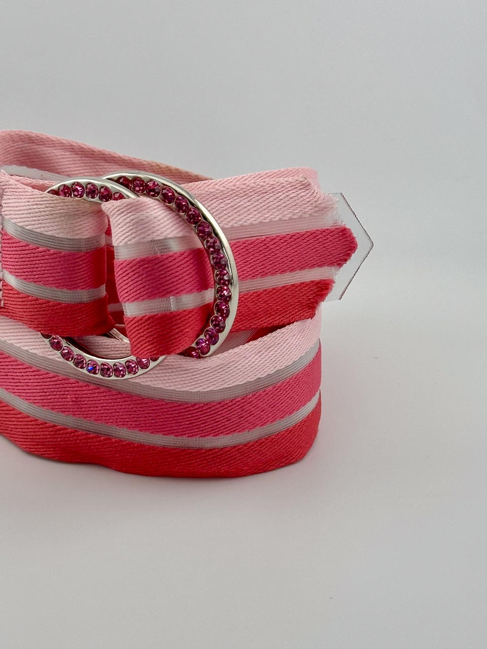 Y2K Mcbling Rhinestone Belt in Pink, Double Ring Y2K Waist Belt (S/M)