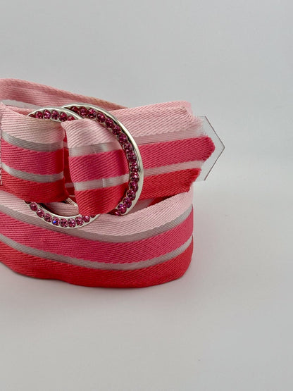 Y2K Mcbling Rhinestone Belt in Pink, Double Ring Y2K Waist Belt (S/M)