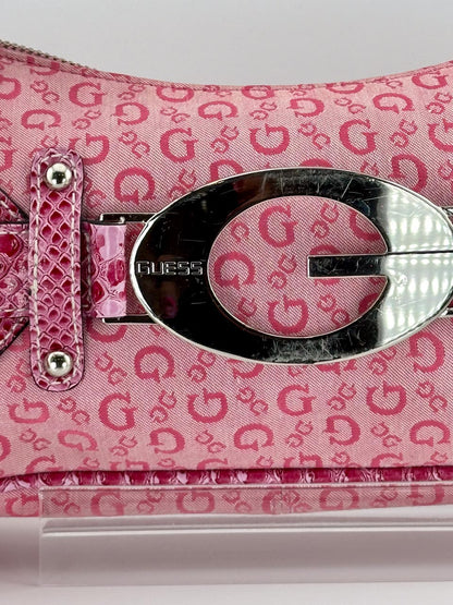 Y2K 00s Pink Guess Baguette with Guess Monogram
