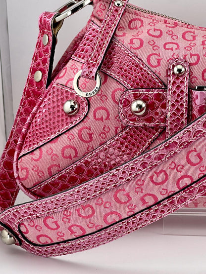 Y2K 00s Pink Guess Baguette with Guess Monogram