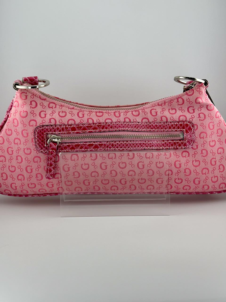 Y2K 00s Pink Guess Baguette with Guess Monogram