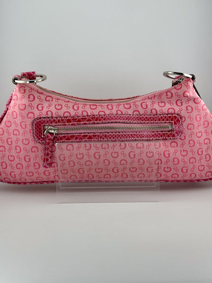 Y2K 00s Pink Guess Baguette with Guess Monogram