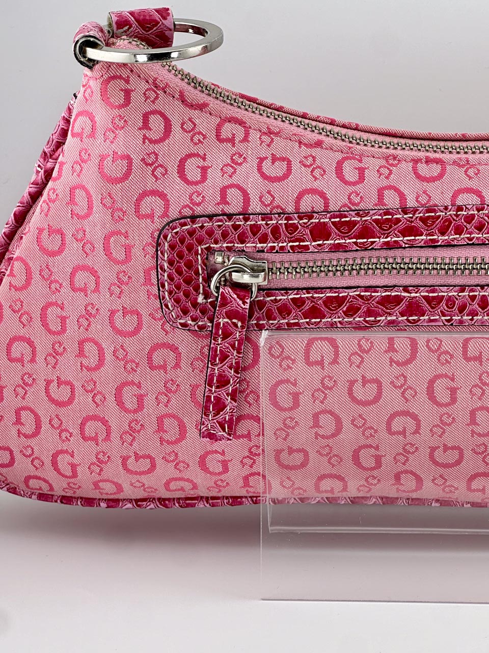 Y2K 00s Pink Guess Baguette with Guess Monogram