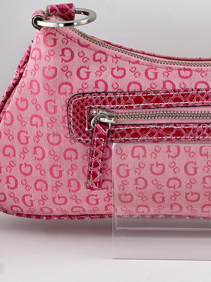 Y2K 00s Pink Guess Baguette with Guess Monogram