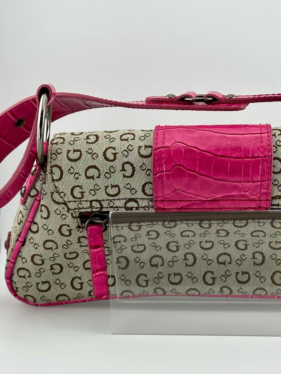 Y2K Guess Shoulder Baguette, Streetwear Shoulder Purse