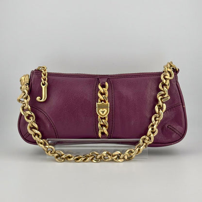 Vintage Y2K Juicy Couture Leather Shoulder Bag with Gold Chain Strap