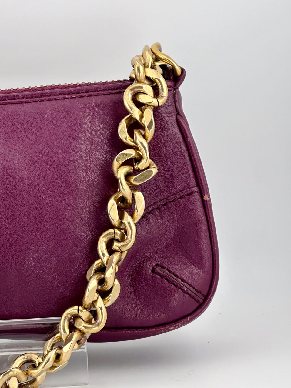 Vintage Y2K Juicy Couture Leather Shoulder Bag with Gold Chain Strap