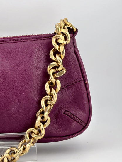 Vintage Y2K Juicy Couture Leather Shoulder Bag with Gold Chain Strap