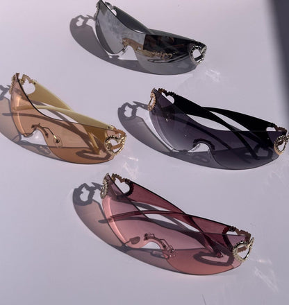 Y2K Rimless Wrap Around Sunglasses for Women, Unisex Eyewear