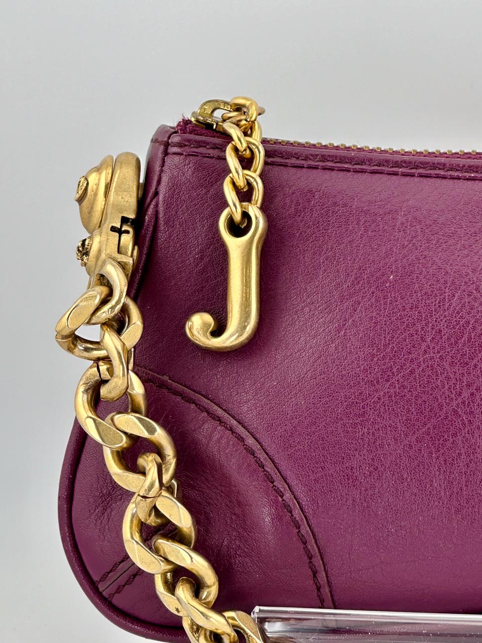 Vintage Y2K Juicy Couture Leather Shoulder Bag with Gold Chain Strap