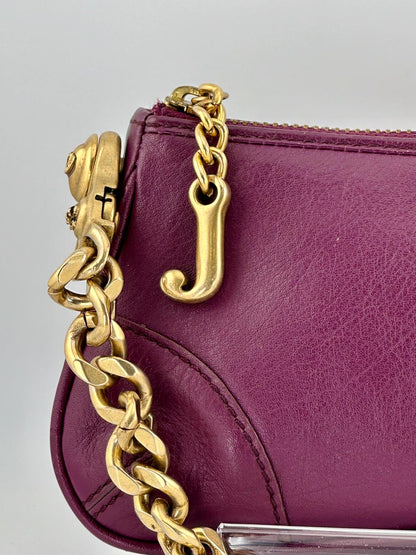 Vintage Y2K Juicy Couture Leather Shoulder Bag with Gold Chain Strap