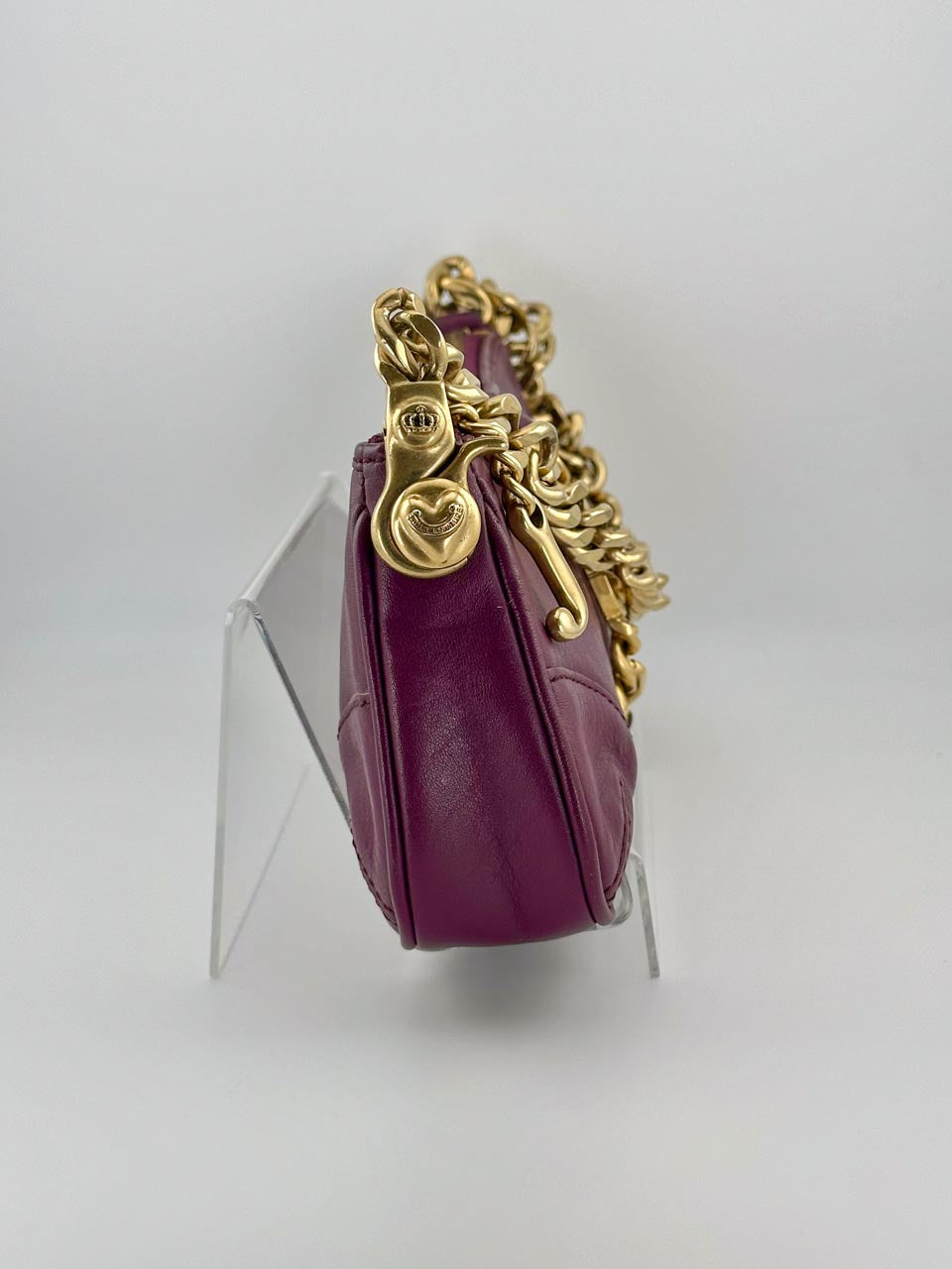 Vintage Y2K Juicy Couture Leather Shoulder Bag with Gold Chain Strap