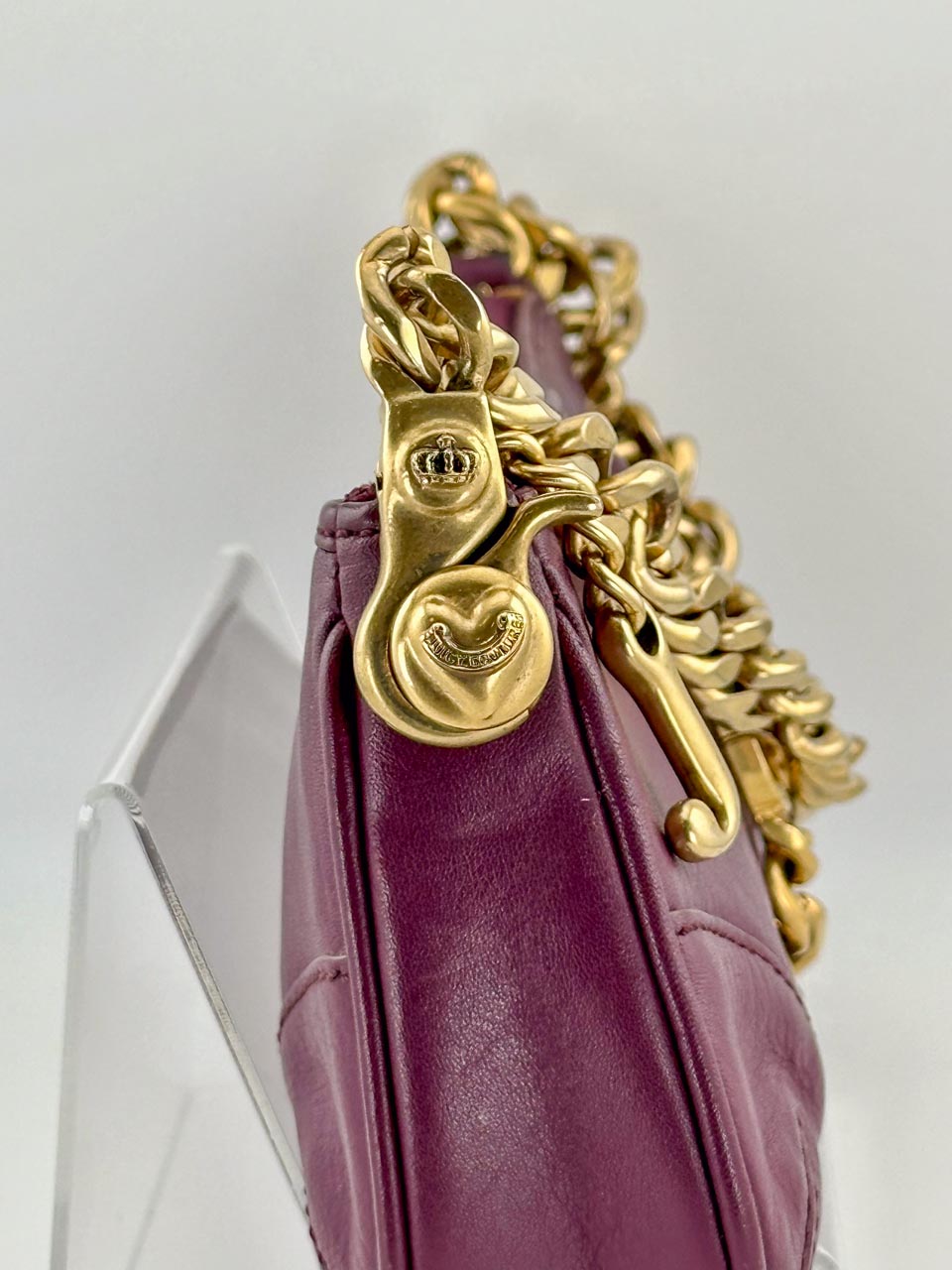 Vintage Y2K Juicy Couture Leather Shoulder Bag with Gold Chain Strap