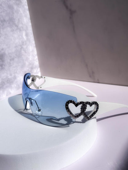 Y2K Rimless Wrap Around Sunglasses for Women, Unisex Eyewear