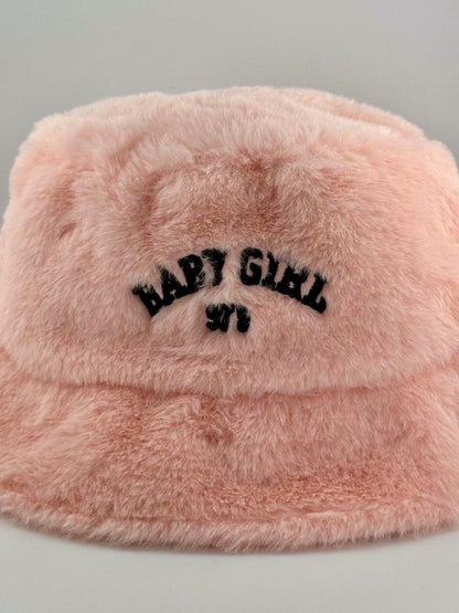 Y2K Embroidered Baby 90s Casual Fuzzy Bucket Hat, Unisex Festival Bucket Hat