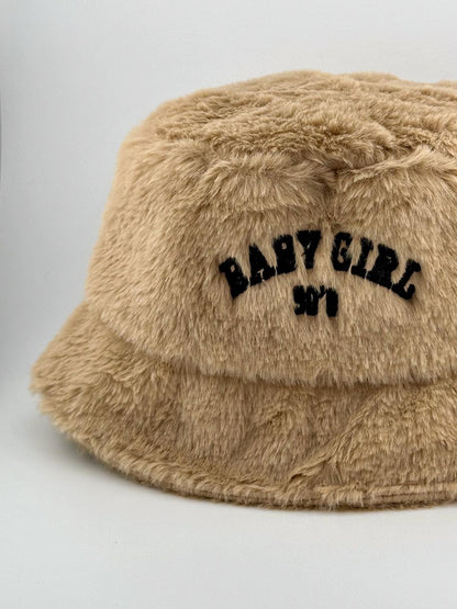 Y2K Embroidered Baby 90s Casual Fuzzy Bucket Hat, Unisex Festival Bucket Hat