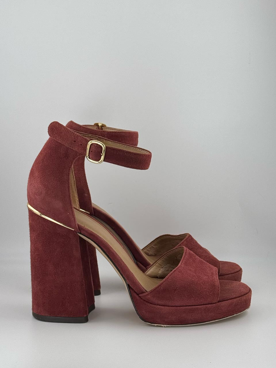 Vintage Y2K Michael Kors Red Suede Coquette Platform Anklet Pumps, Whimsy Goth Heels (6M)