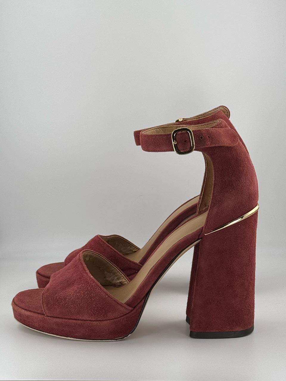 Vintage Y2K Michael Kors Red Suede Coquette Platform Anklet Pumps, Whimsy Goth Heels (6M)