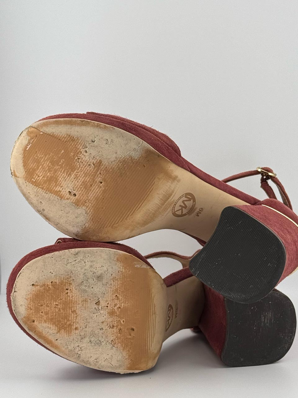 Vintage Y2K Michael Kors Red Suede Coquette Platform Anklet Pumps, Whimsy Goth Heels (6M)