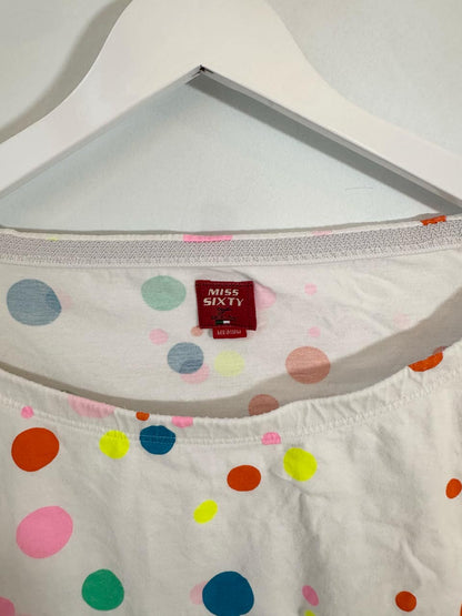 Vintage Miss Sixty Polkadot Off The Shoulder Raglan 3/4 Sleeve Baby Doll Crop Tee (M) ❣️