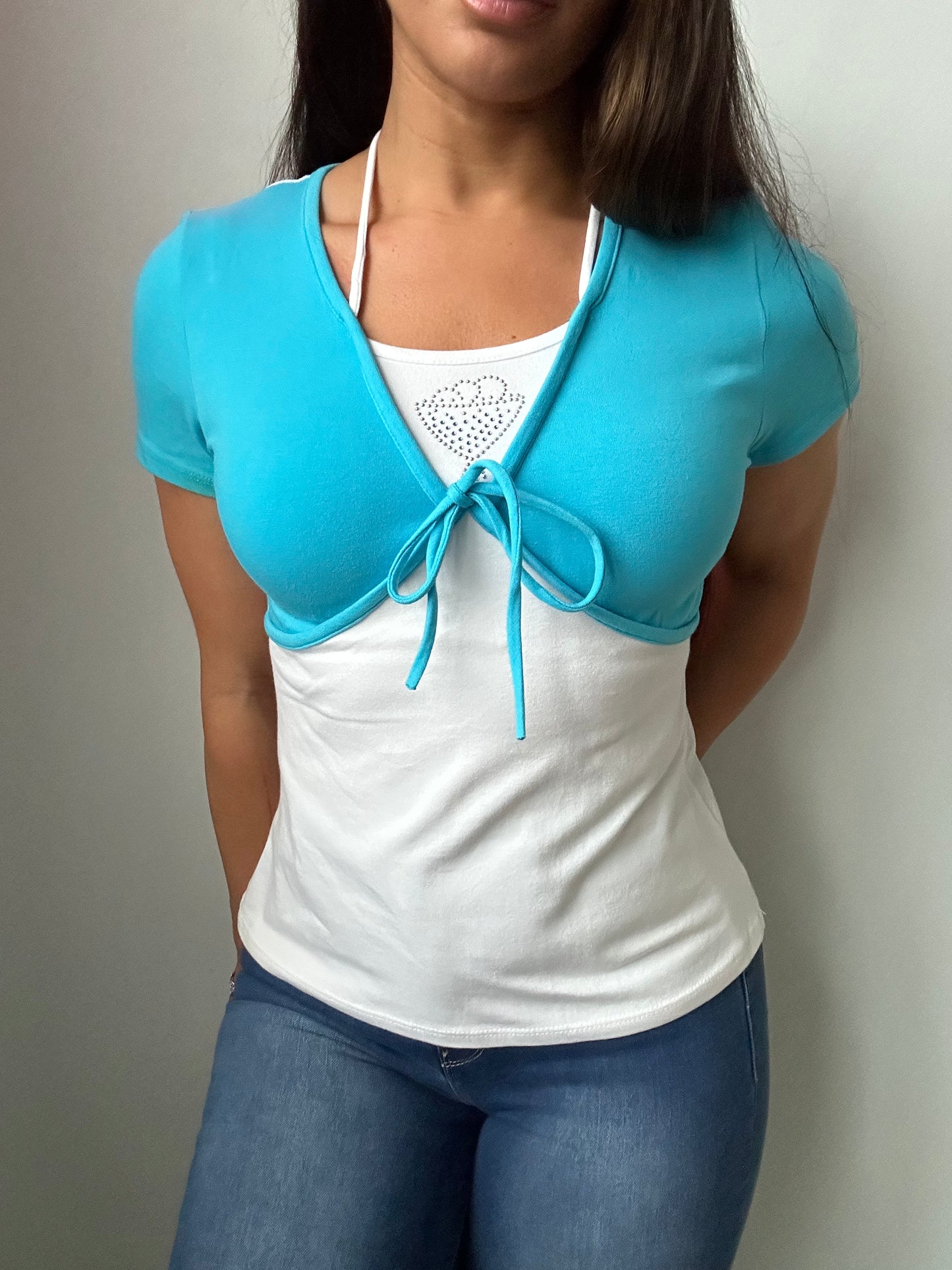 Y2K Mcbling Styled 2000s Halter Top T-Shirt (S)