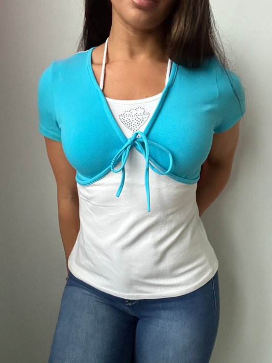 Y2K Mcbling Styled 2000s Halter Top T-Shirt (S)