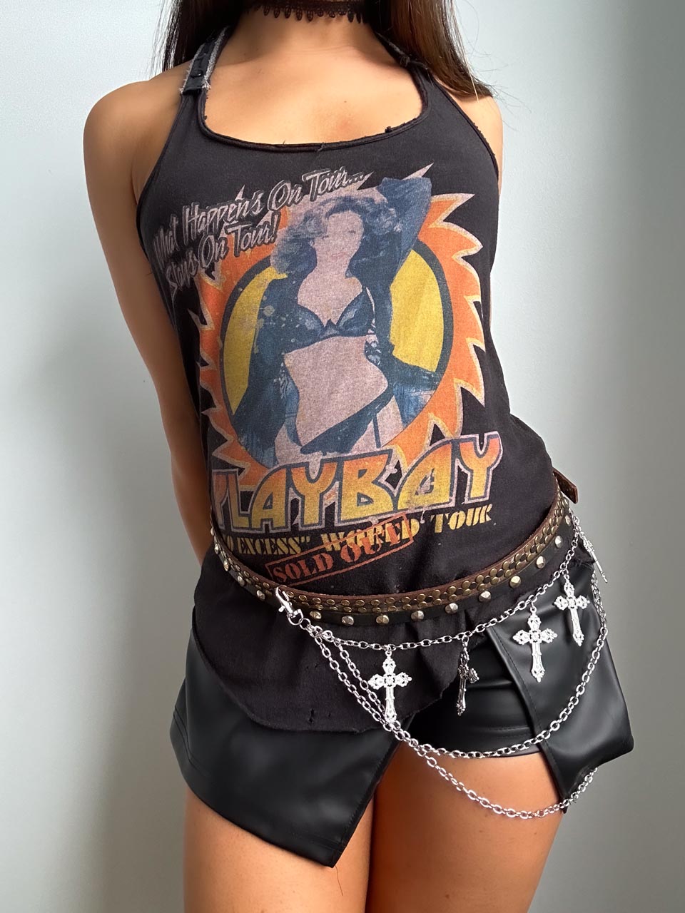 Vintage 00s Y2K Playboy Tank Top, Soft Grunge Aesthetic Tee (M)
