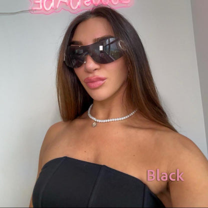 Y2K Rimless Wrap Around Sunglasses for Women, Unisex Eyewear