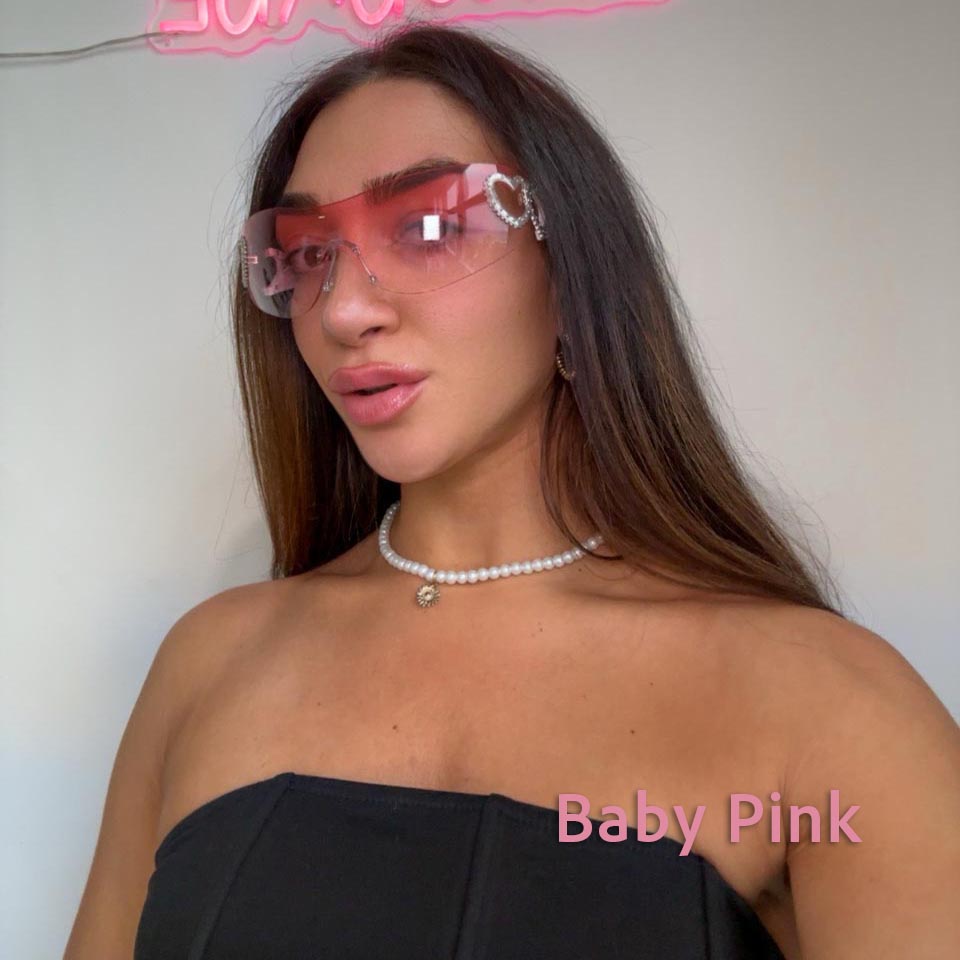 Y2K Rimless Wrap Around Sunglasses for Women, Unisex Eyewear
