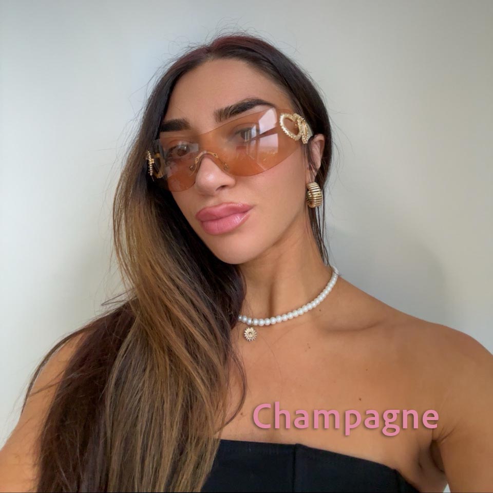 Y2K Rimless Wrap Around Sunglasses for Women, Unisex Eyewear