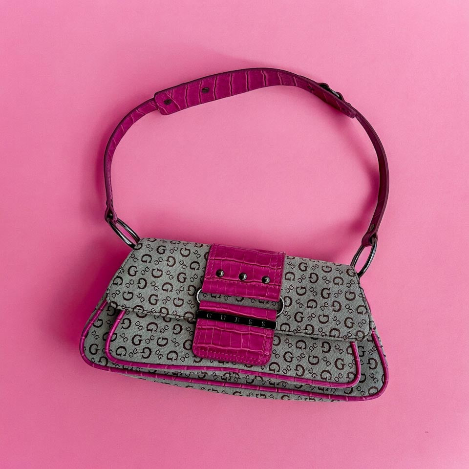 Y2K Guess Shoulder Baguette, Streetwear Shoulder Purse